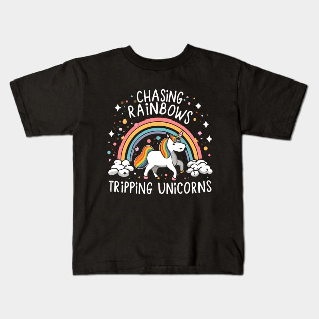 Rainbow unicorn Kids T-Shirt by NomiCrafts